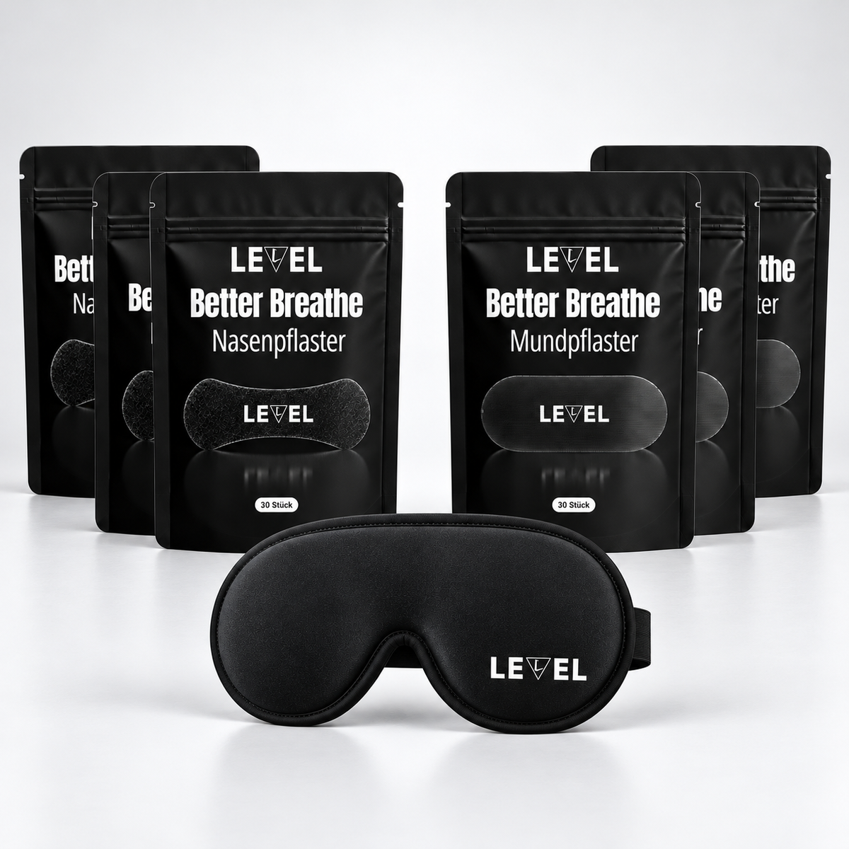 Better Breathe Set 90 NĂ€chte: 3Ă Nasenpflaster + 3Ă Mundpflaster + Schlafmaske