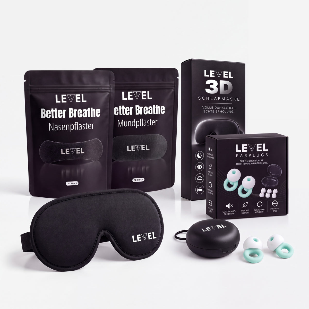 Better Sleep Schlafset - Nasenpflaster + Mundpflaster + Schlafmaske + Earplugs