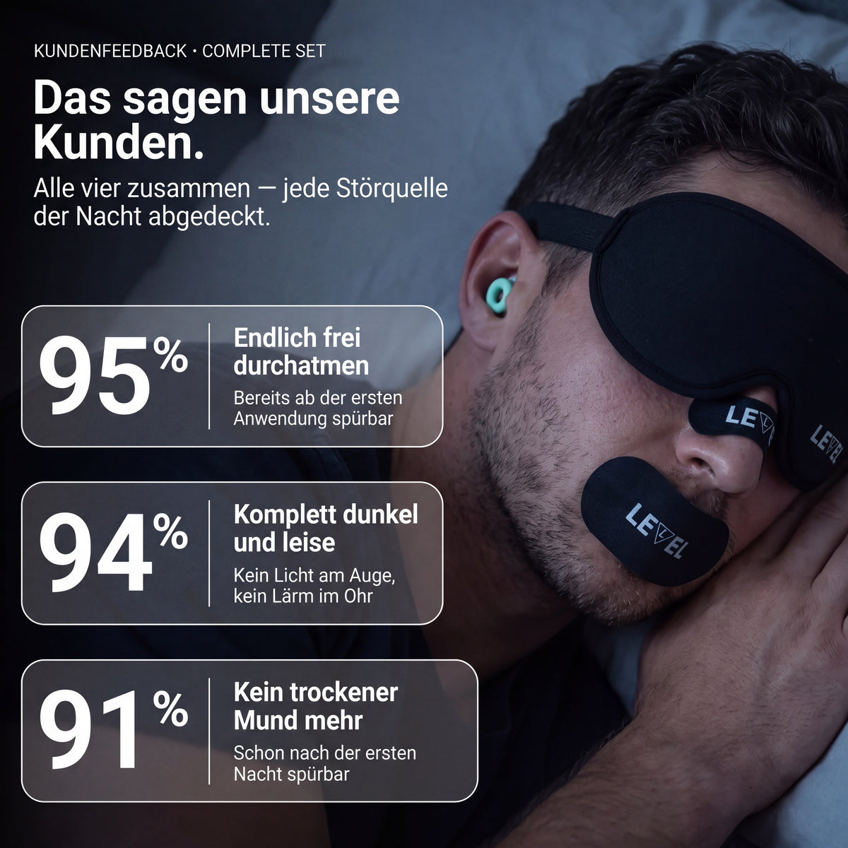 Better Sleep Schlafset - Nasenpflaster + Mundpflaster + Schlafmaske + Earplugs